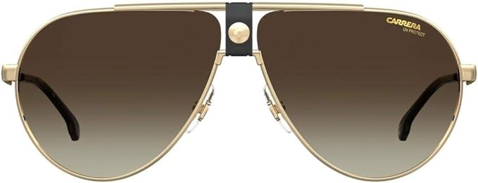 Carrera Unisex Pilot Sunglasses – Gold Frame, Brown Gradient Lenses, 63mm