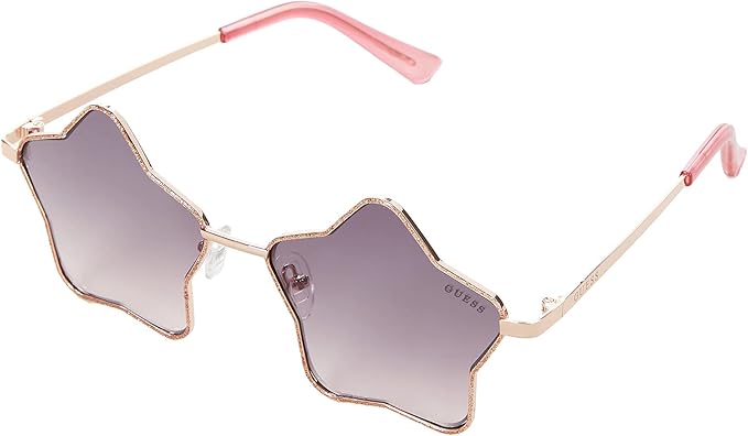 Guess Girls' Star-Shaped Sunglasses – Gradient Bordeaux Lenses, UV Protection, Metal Frame