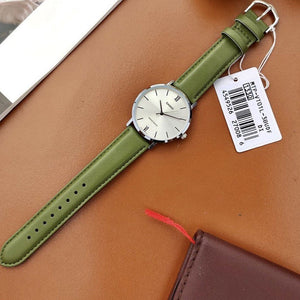 order Casio Gold Minimalist Analog Watch for Men | Green Dial, Leather Strap