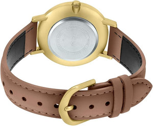 order Casio Gold Minimalist Watch for Men | Leather Strap, Burgundy Dial