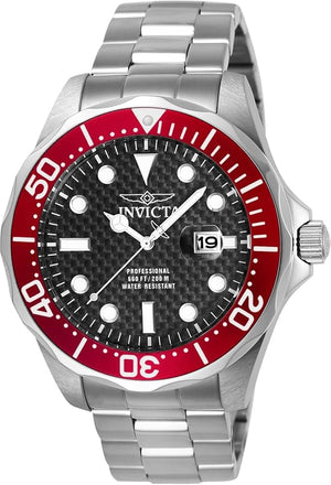 Invicta Men's 12565X Pro Diver Black Carbon Fiber Dial Stainless Steel Watch