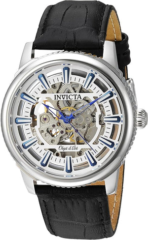 Invicta 22610 Men's Objet D Art Automatic Stainless Steel and Leather Casual Black Watch