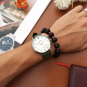 buy Casio Gold Minimalist Analog Watch for Men | Green Dial, Leather Strap