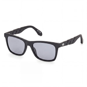 Adidas Matte Black Rectangle Sunglasses Unisex, Smoke lens