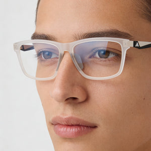 Adidas Moderno Rectangle Eyeglasses Unisex — side view, White Plastic temples