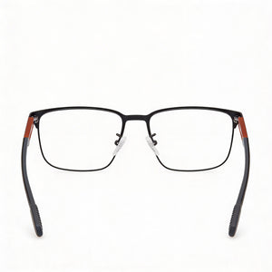 Adidas Navigator Rectangle Eyeglasses Men — side view, Black Metal temples
