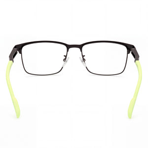 Adidas Navigator Rectangle Eyeglasses Men — side view, Black Metal temples