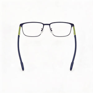 Adidas Navigator Rectangle Eyeglasses Men — side view, Matte Blue Metal temples