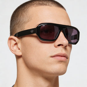 Adidas Or0131 Rectangle Sunglasses Men — side view, Non-Polarized Smoke lens
