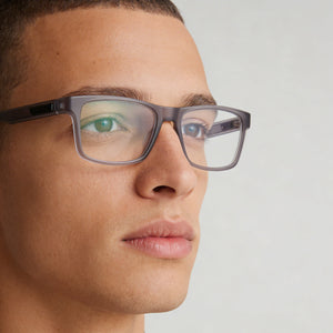 Adidas OR5047 Rectangle Eyeglasses Men — side view, Matte Grey Injected temples