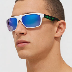 Adidas Originals Classic Rectangle Sunglasses Men — side view, Non-Polarized Green Mirror lens