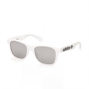 Adidas Originals Modern White Square Sunglasses Unisex, Dark Grey Mirror lens