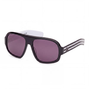 Adidas Originals OR0125 Black Rectangle Sunglasses for Men, Smoke lens