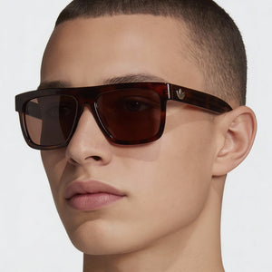 Adidas Originals Or0127 Rectangle Sunglasses Unisex — side view, Non-Polarized brown lens
