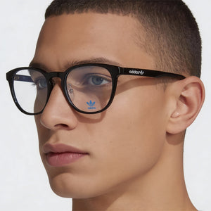 Adidas Originals OR5014-H Square Eyeglasses Men — side view, Black Plastic temples