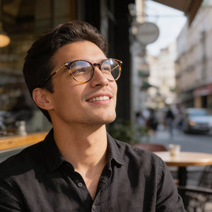 Adidas Originals Or5073 Round Eyeglasses Men — side view, Havana Plastic temples