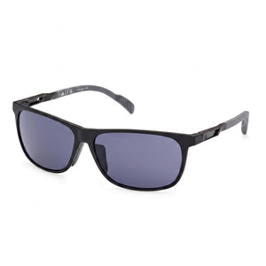Adidas Sp0061 Matte Black Rectangle Sunglasses for Men, Smoke lens