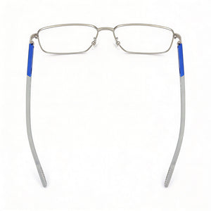 Adidas SP5049 Rectangle Eyeglasses Men — side view, Silver Metal temples