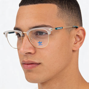 Adidas Round Eyeglasses Men — side view, White Metal temples
