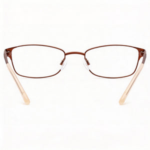Anne Klein Ak5048 Rectangle Eyeglasses Women — side view, Red Metal temples