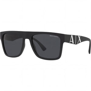 Armani Exchange Modern Minimalist Black Rectangle Sunglasses for Men, Dark Grey lens