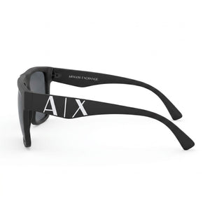 Armani Exchange Modern Minimalist Rectangle Sunglasses Men — side view, Non-Polarized Dark Grey lens