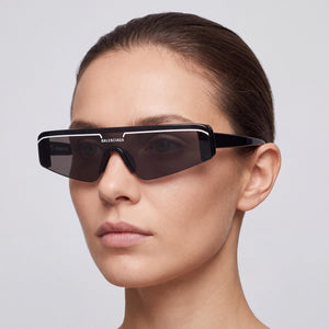 Balenciaga BB0003S Rectangle Sunglasses for Women — interior view, Non-Polarized lens detail