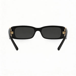 Balenciaga Bb0096s-001 Rectangle Eyeglasses Women — side view, Black Plastic temples