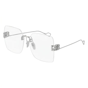 Balenciaga BB0113O-002 Silver Square Eyeglasses for Women, Metal frame