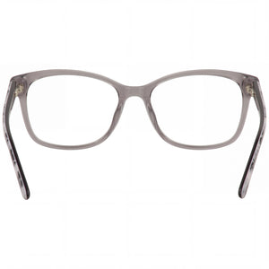 Bebe BB5163 Cat Eye Eyeglasses Women — side view, Grey Crystal Floral Plastic temples