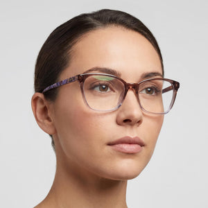 Bebe Bb5206 Rectangle Eyeglasses Women — side view, Topaz Acetate temples