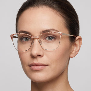Bebe Bb5221 Rectangle Eyeglasses for Women — interior view, Polycarbonate demo lenses