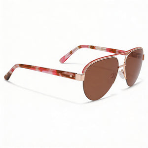 bebe Classic Aviator Sunglasses Women — side view, Non-Polarized Rose Gold lens