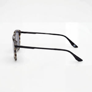 BMW Comtemporary Oval Sunglasses Men — side view, Non-Polarized Shiny Light Brown lens
