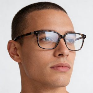 BMW Rectangle Eyeglasses for Men — interior view, Plastic demo lenses