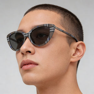 Burberry BE4457 Cat Eye Sunglasses Unisex — side view, Non-Polarized Dark Grey lens