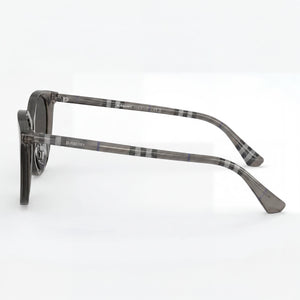 Burberry BE4464D Round Sunglasses Unisex — side view, Polarized Dark Grey lens