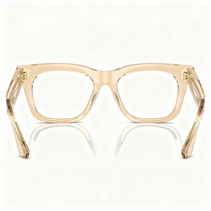 Burberry Classic Square Eyeglasses Unisex — side view, Beige frame temples