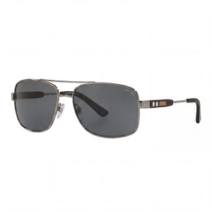 Burberry Classic Silver Rectangle Sunglasses Unisex, Grey lens