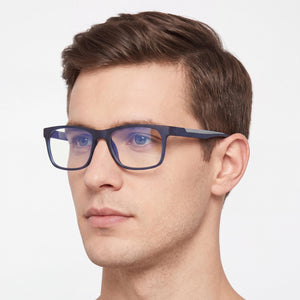 Calvin Klein Rectangle Eyeglasses for Men — interior view, Polycarbonate demo lenses