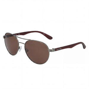 Calvin Klein Ck19313s Silver Round Sunglasses for Women, Burgundy lens