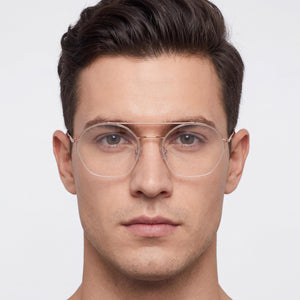 Calvin Klein Ck20110 Round Eyeglasses Unisex — side view, Gold Metal temples