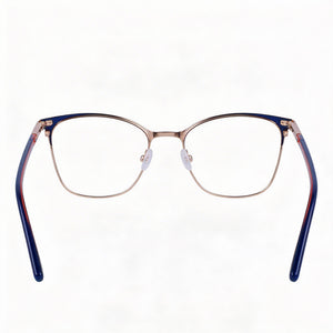 Calvin Klein CK21124 Square Eyeglasses Unisex — side view, Blue Metal temples
