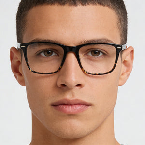 Calvin Klein Ck21502 Rectangle Eyeglasses Men — side view, Black Acetate temples