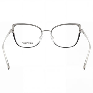 Calvin Klein Ck22101 Cat Eye Eyeglasses Unisex — side view, Black Silver Metal temples