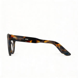 Calvin Klein CK23541 Cat Eye Eyeglasses Unisex — side view, Blue Havana Acetate temples