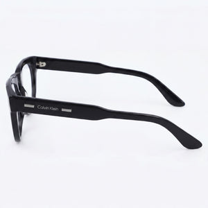 Calvin Klein CK23542 Round Eyeglasses Women — side view, Black Acetate temples