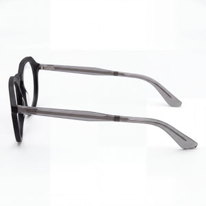 Calvin Klein Ck23546 Round Eyeglasses Men — side view, Black/Grey Acetate temples