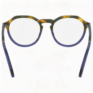 Calvin Klein Ck23546 Round Eyeglasses Unisex — side view, Havana Blue Metal temples