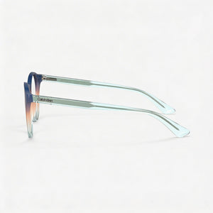 Calvin Klein CK23549 Rectangle Eyeglasses Women — side view, Blue Injected temples